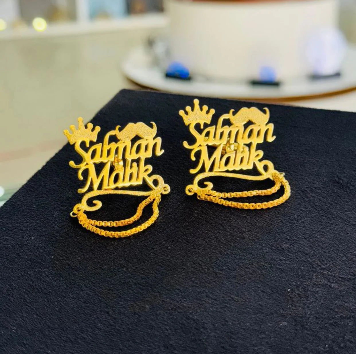 Customized Name Cufflinks Pair 24k Gold Plated